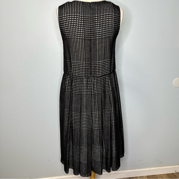 Sara Lanz Designer Black Virgin Wool Cut Out Perforated Overlay Pleated Dress S - Picture 4 of 13
